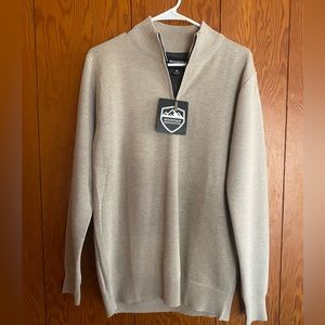 Mountain Expedition Men’s Pullover Sweater. Quarter-Zip. Tan Color Size M. NWT